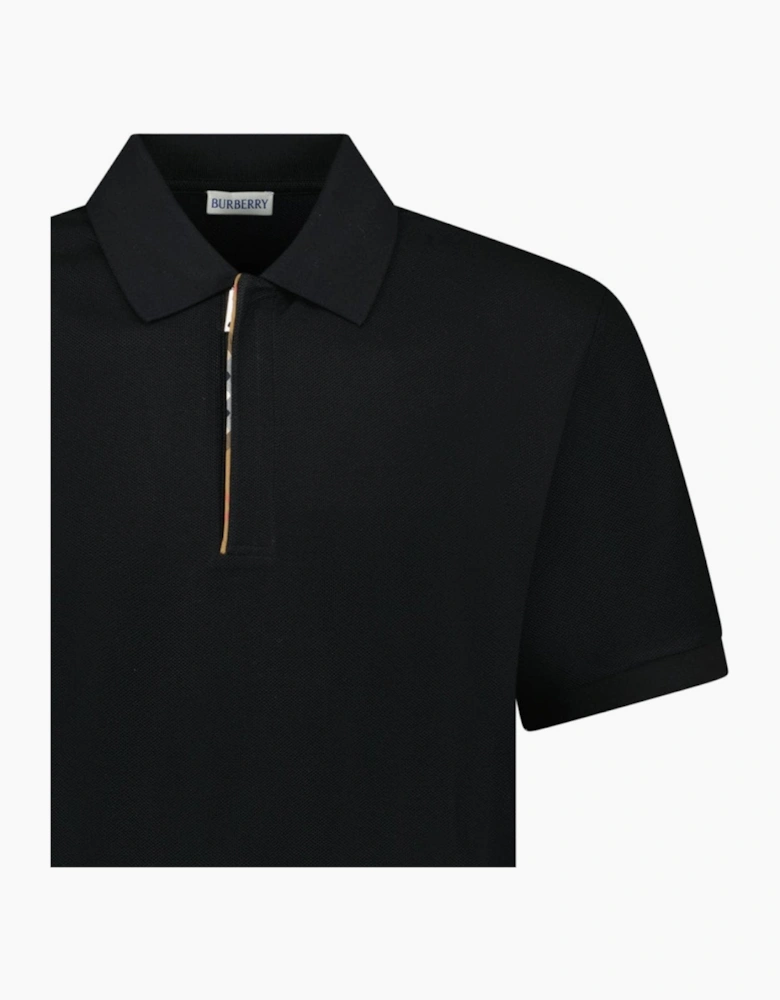 Burberry ‘Hartford’ Zip Check Polo Black