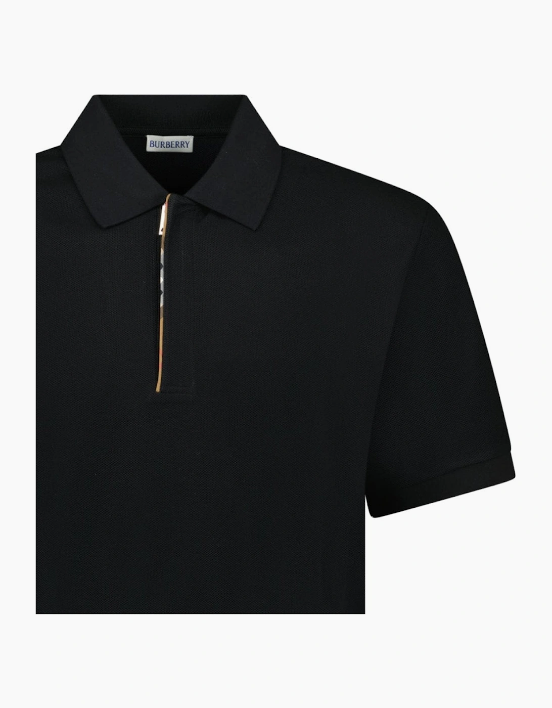 Burberry ‘Hartford’ Zip Check Polo Black