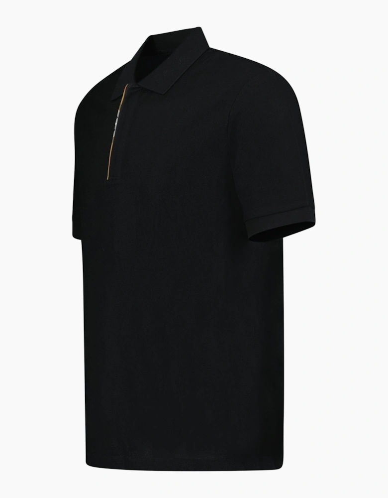 Burberry ‘Hartford’ Zip Check Polo Black