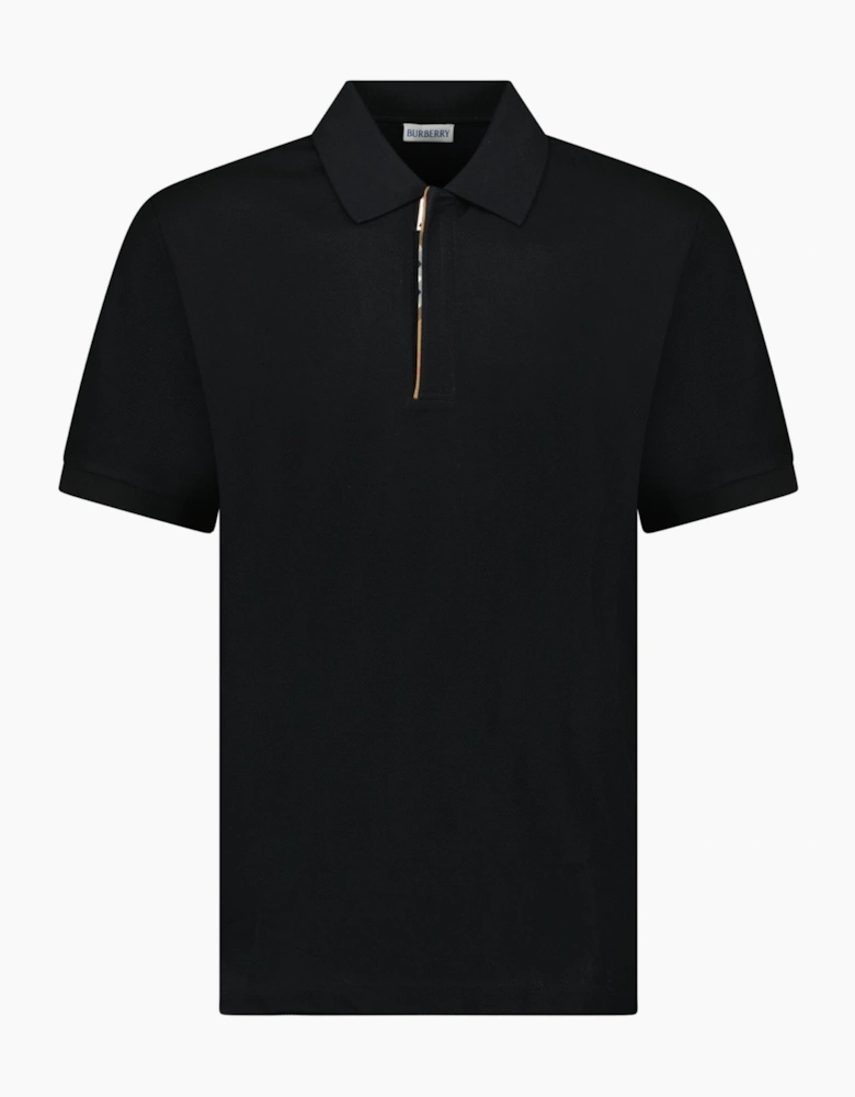 Burberry ‘Hartford’ Zip Check Polo Black