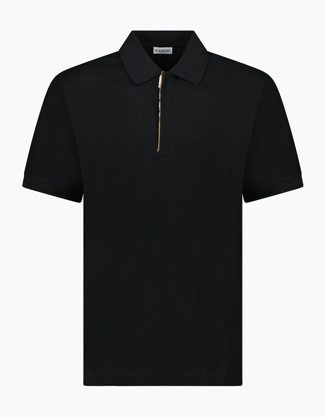 Burberry ‘Hartford’ Zip Check Polo Black