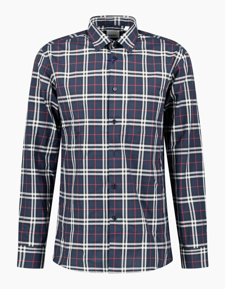 Burberry 'Simson' Check Shirt Navy Blue