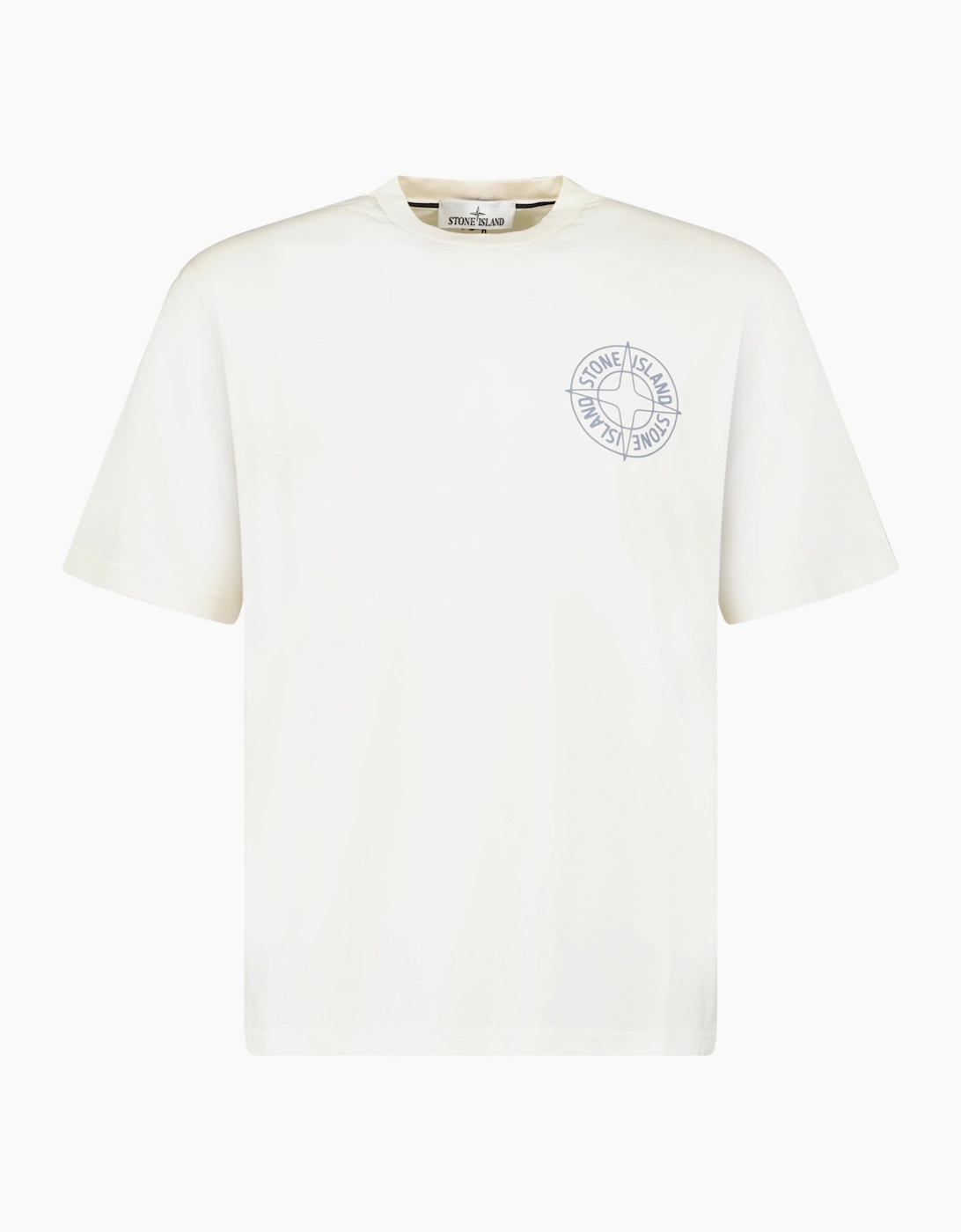 Stone Island Compass-Print Crewneck T-Shirt in Ivory