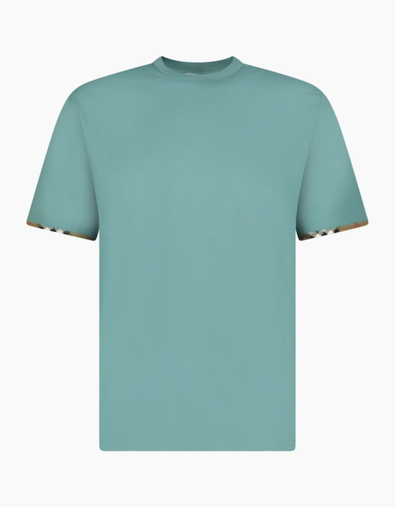 Burberry 'Ellison' Organic Cotton Check Sleeve Seaspray Green