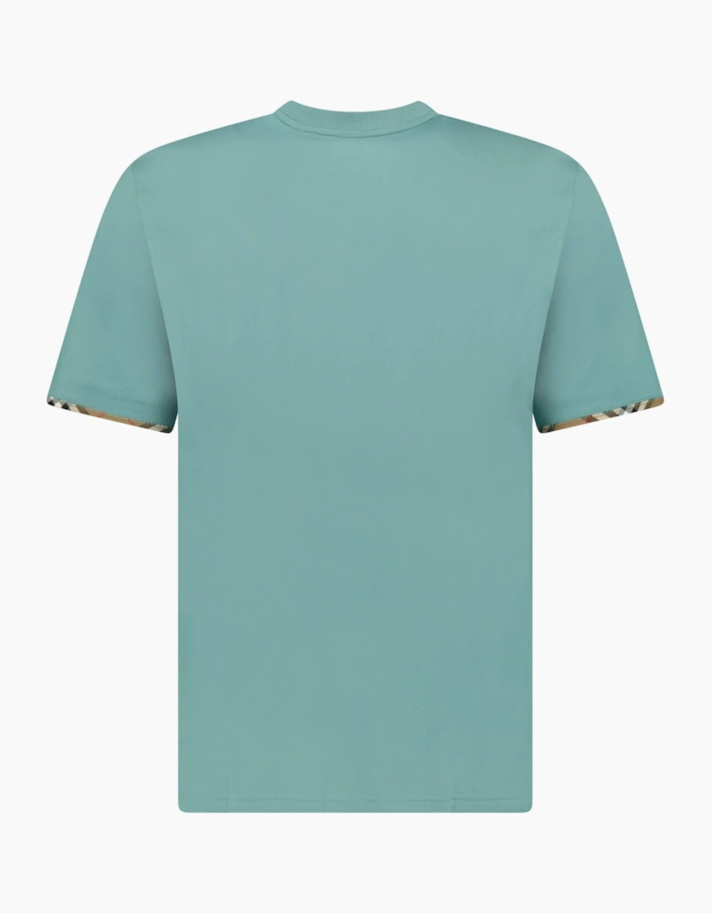 Burberry 'Ellison' Organic Cotton Check Sleeve Seaspray Green