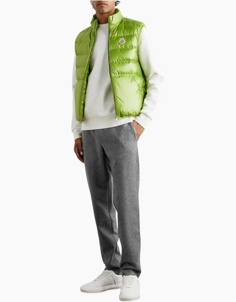Moncler Mens Sweatpants Wool Blend Flannel Sweatpants Straight Leg Logo Appliqued Trousers