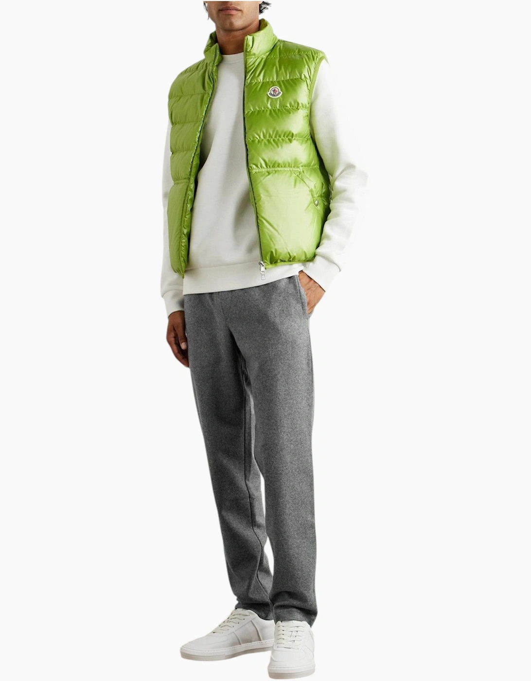 Moncler Mens Sweatpants Wool Blend Flannel Sweatpants Straight Leg Logo Appliqued Trousers