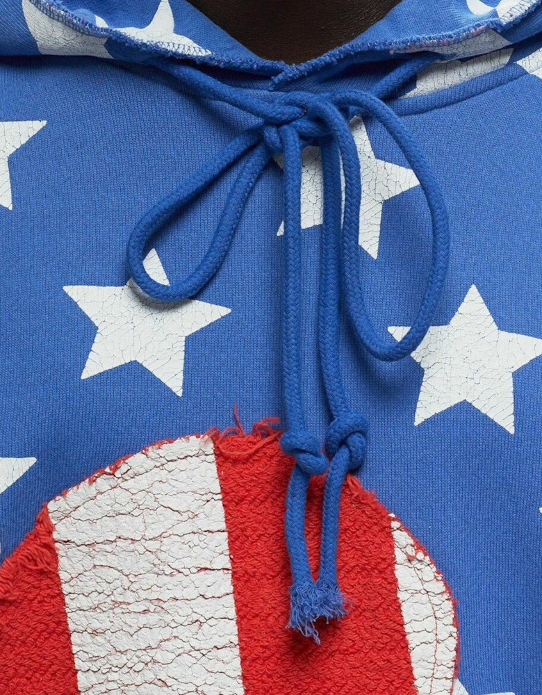 ERL Mens Stars and Stripes Swirl Hoodie Pullover Cotton
