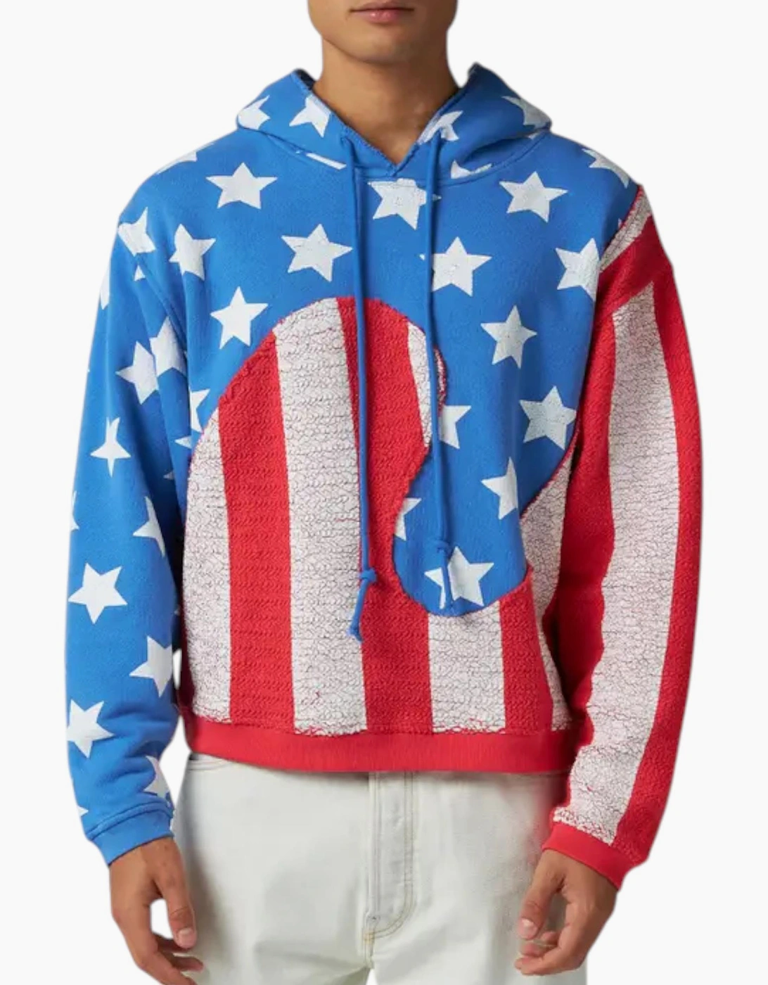 ERL Mens Stars and Stripes Swirl Hoodie Pullover Cotton