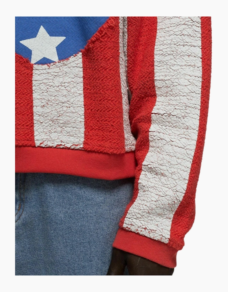 ERL Mens Stars and Stripes Swirl Hoodie Pullover Cotton