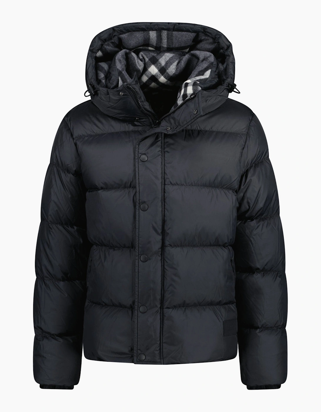 Burberry 'Halsby' Hooded Check Down Jacket Black