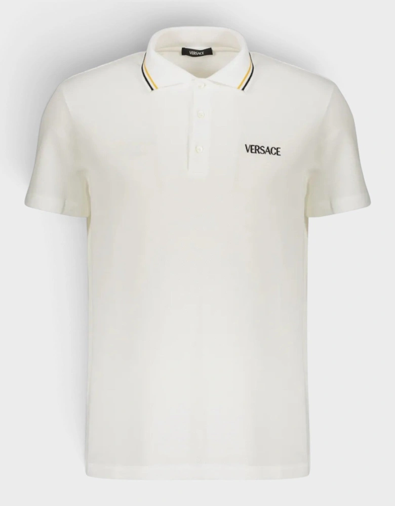 Logo Short Sleeve Cotton Polo Shirt White