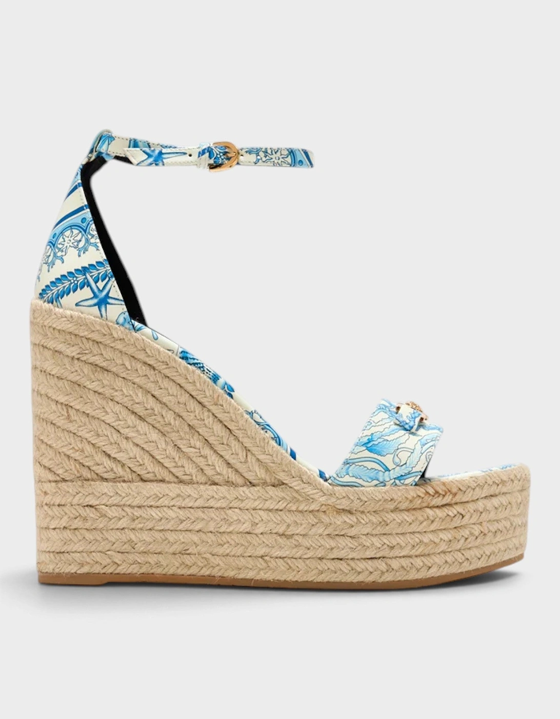 Medusa Platform Espadrilles Blue White Gold