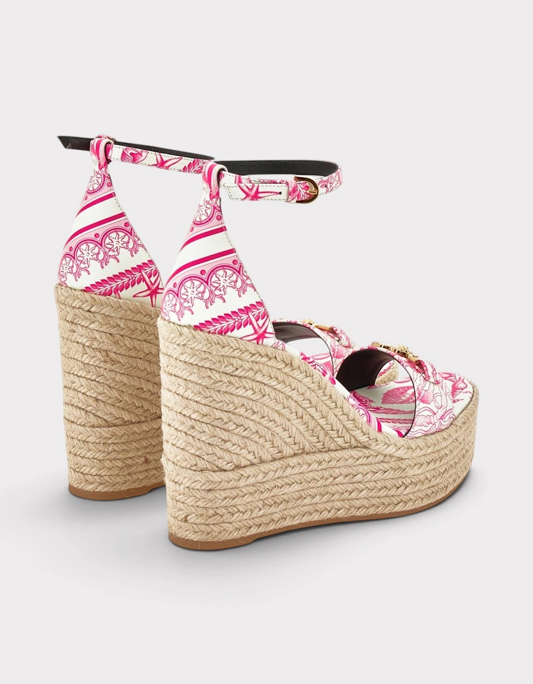 Medusa Platform Espadrilles Pink White Gold