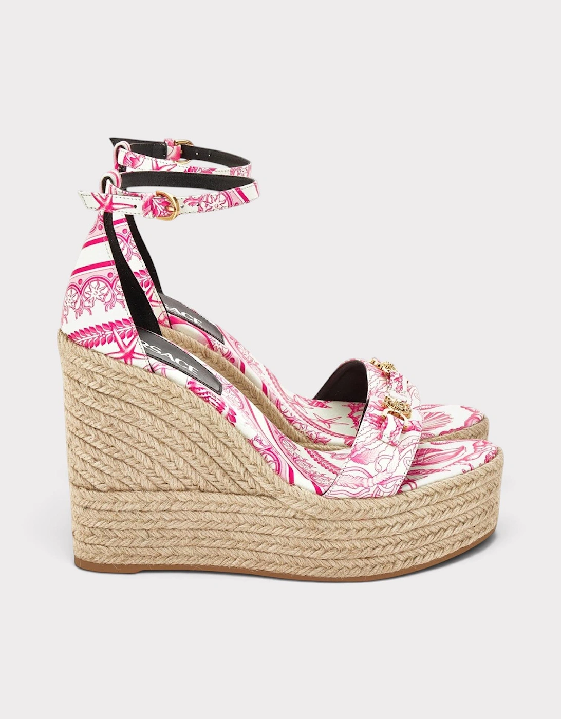 Medusa Platform Espadrilles Pink White Gold