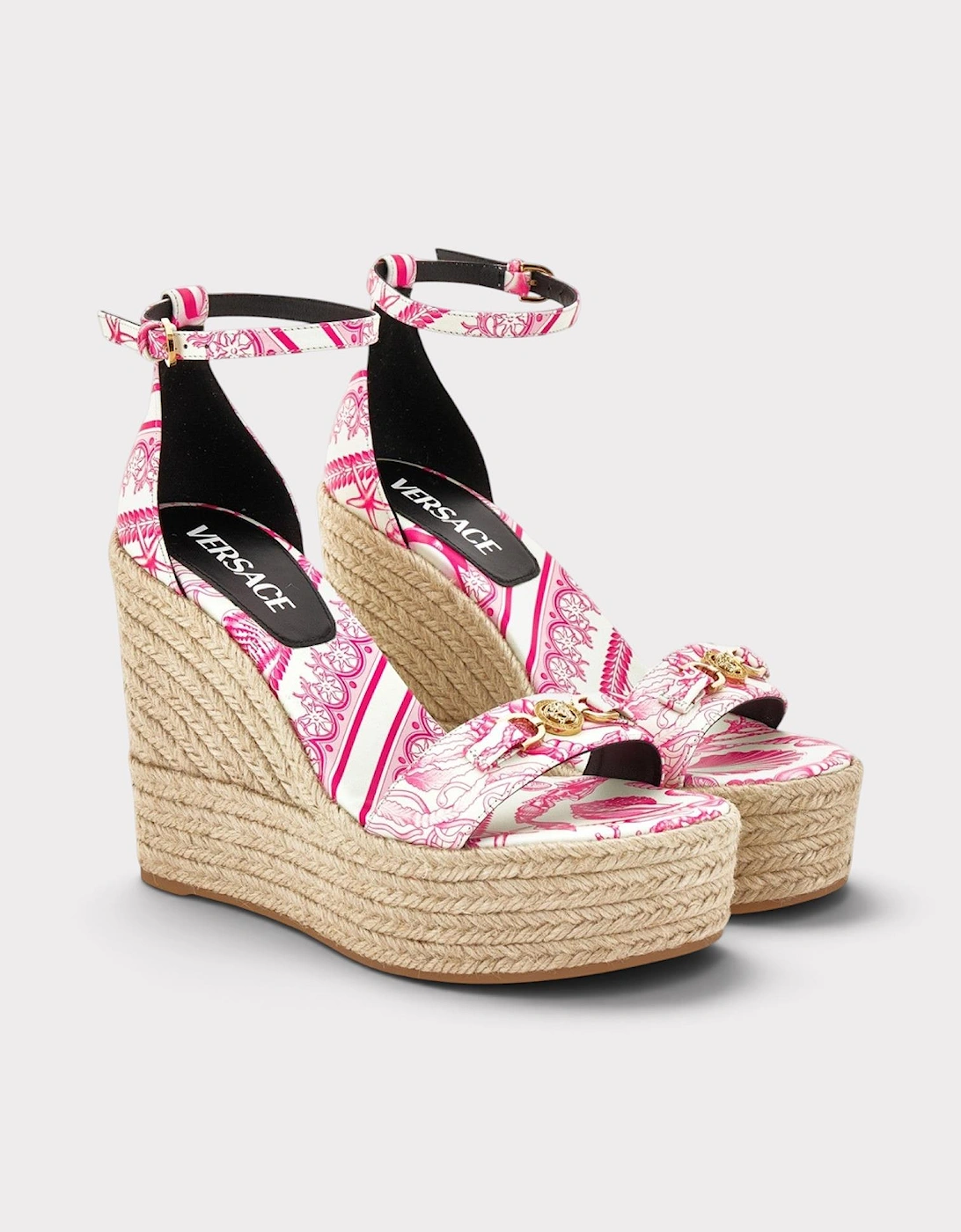 Medusa Platform Espadrilles Pink White Gold