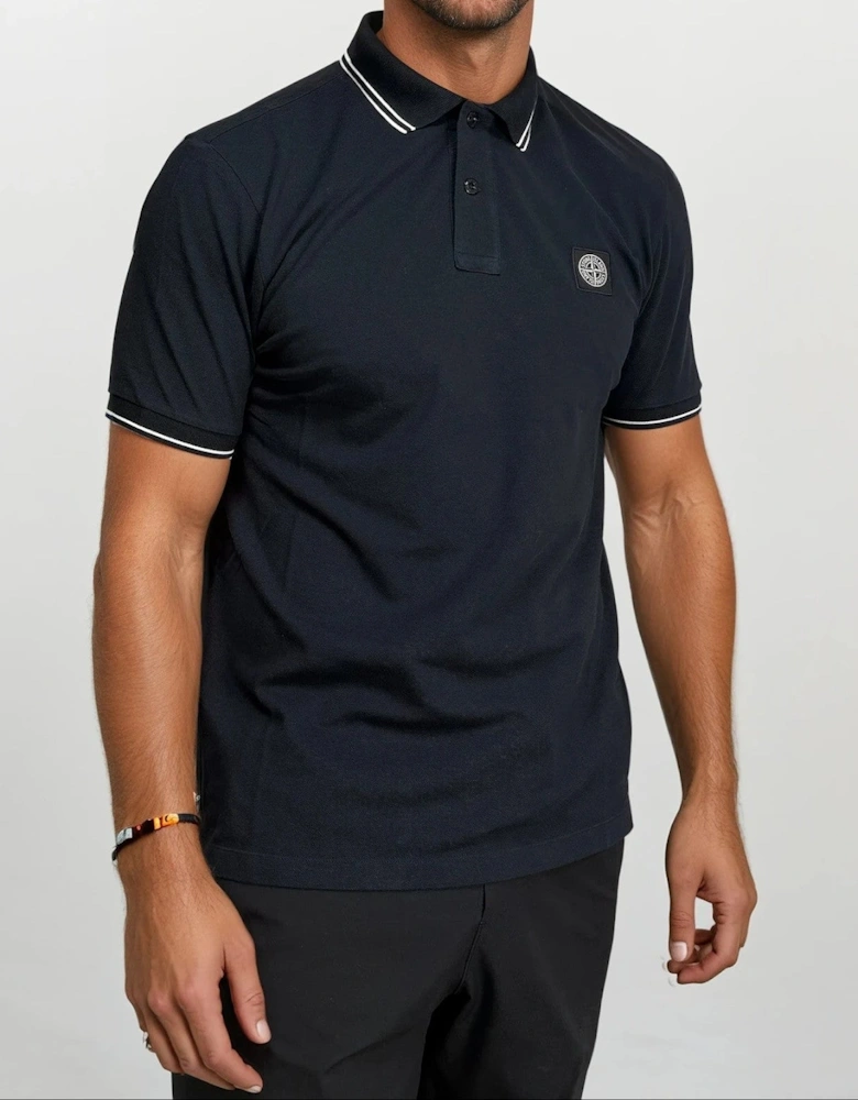 Stone Island Stripe Collar Polo T-Shirt Slim Fit Navy