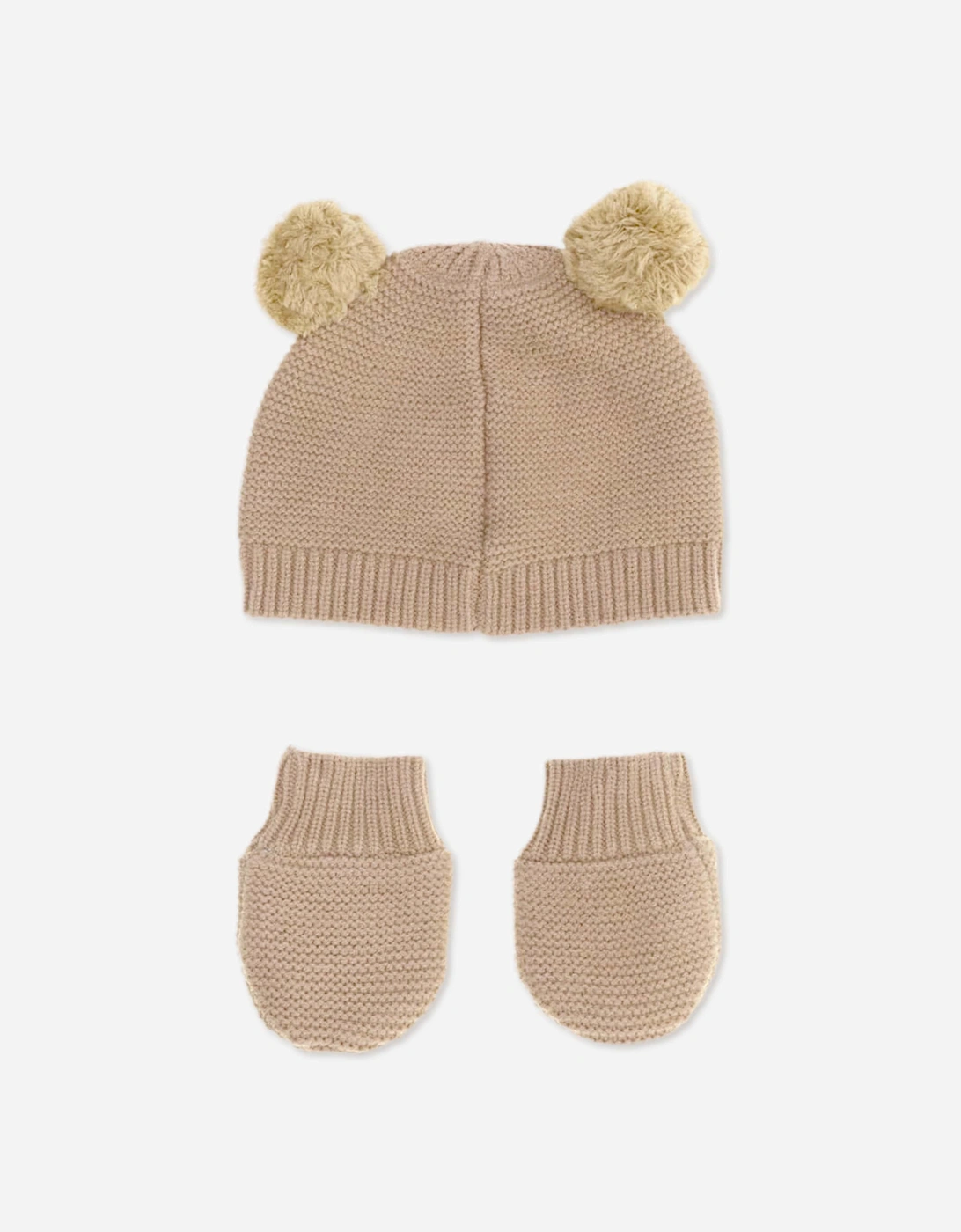 Guess Baby Pom Pom Hat and Mittens Set in Beige
