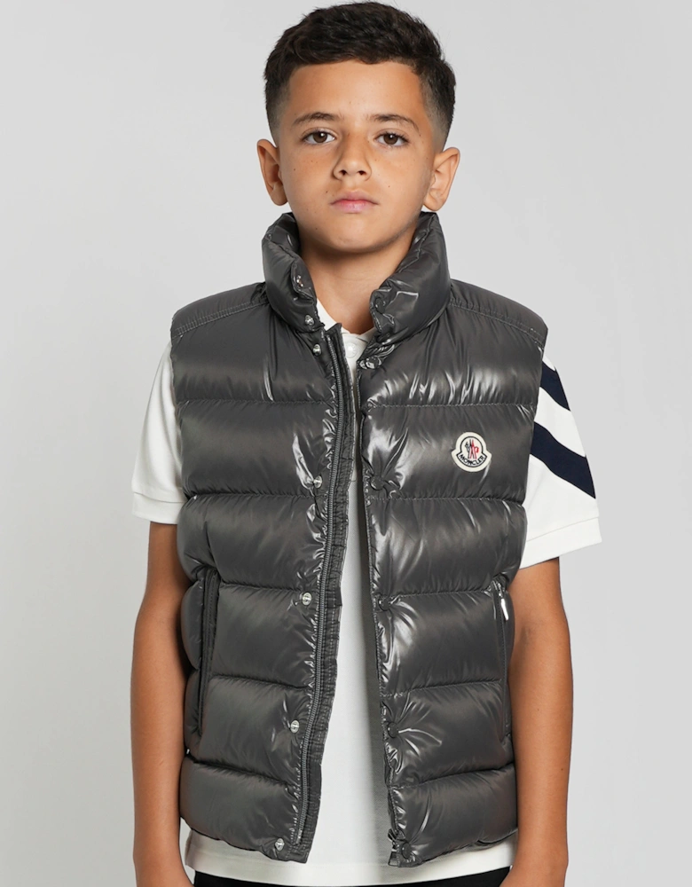 Moncler Enfant Boys Down Padded Tib Gilet in Grey