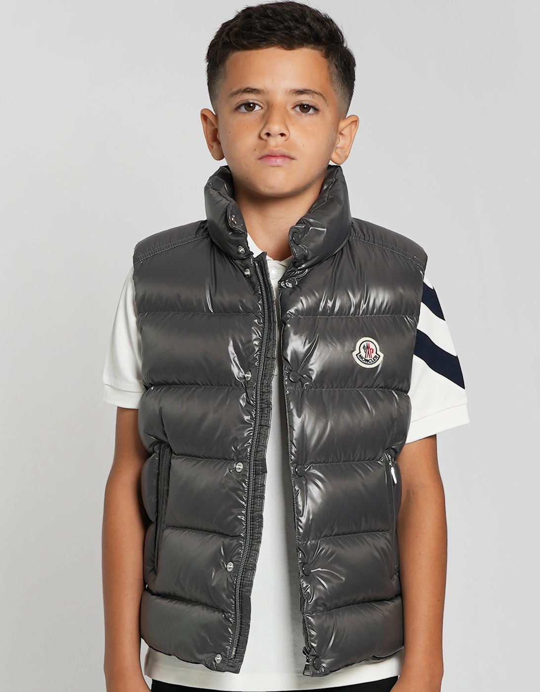 Moncler Enfant Boys Down Padded Tib Gilet in Grey