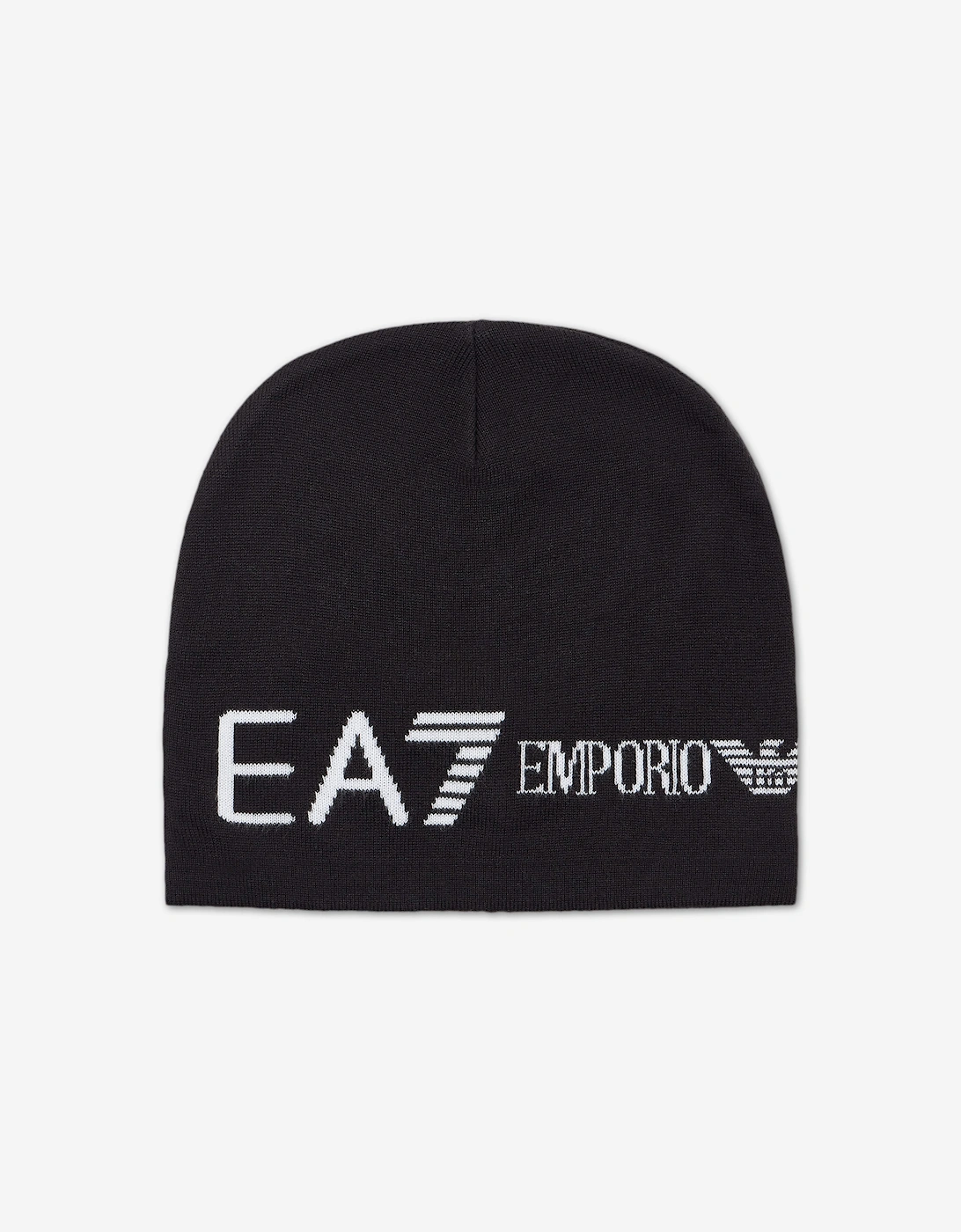 EA7 Emporio Armani Kids Mountain U Extended Logo Beanie in Black