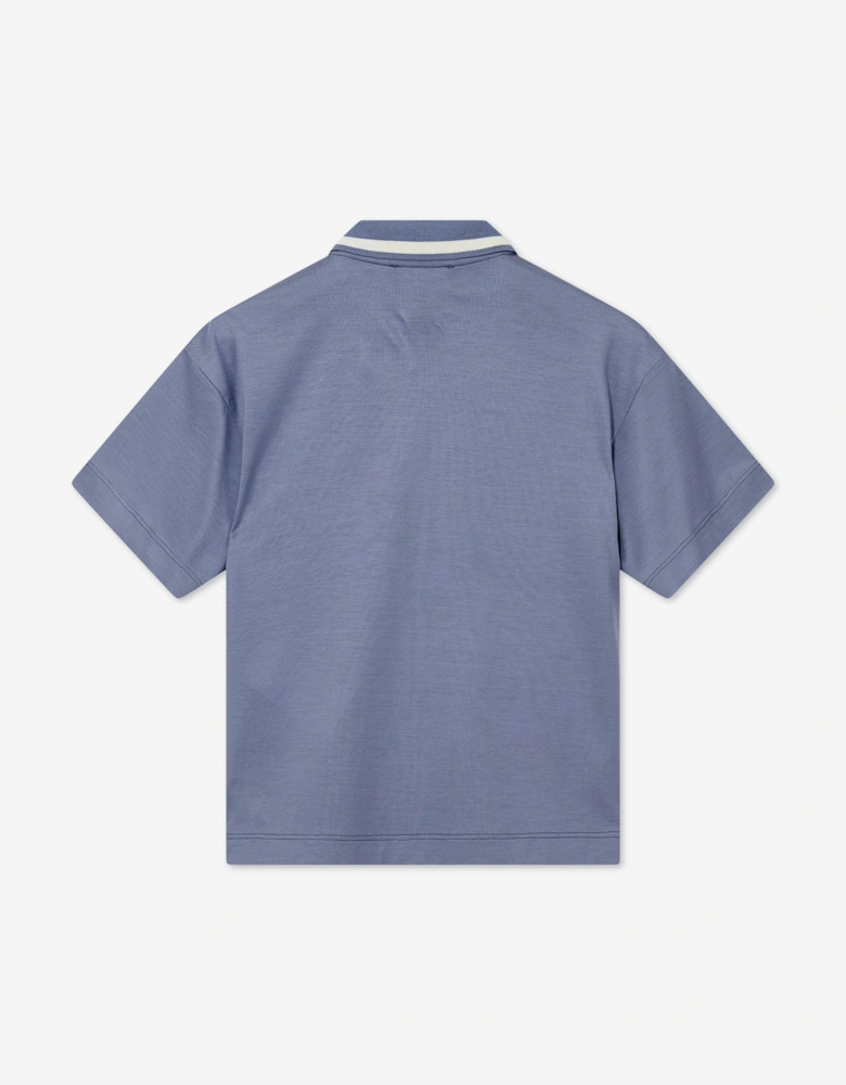 Emporio Armani Boys 1/4 Zip Polo Shirt in Blue