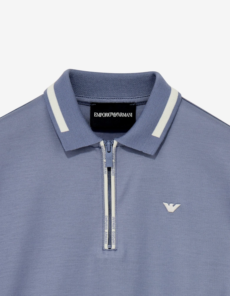 Emporio Armani Boys 1/4 Zip Polo Shirt in Blue
