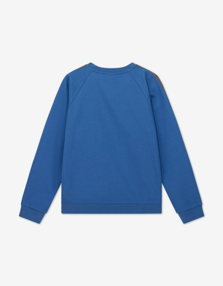 EA7 Emporio Armani Boys Train Logo Tape Sweatshirt in Blue