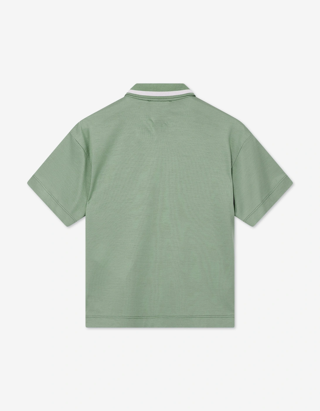 Emporio Armani Boys 1/4 Zip Polo Shirt in Green