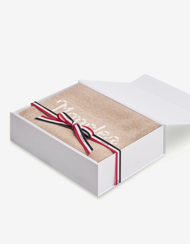 Moncler Enfant Baby Wool and Cashmere Blanket with Gift Box in Beige