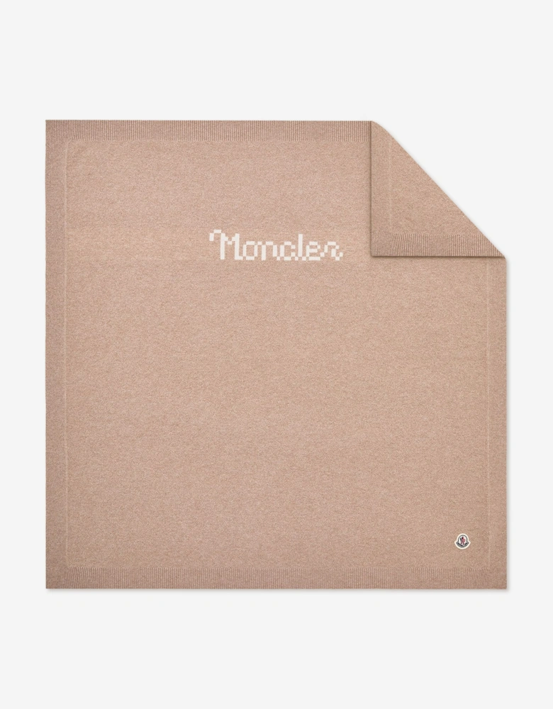 Moncler Enfant Baby Wool and Cashmere Blanket with Gift Box in Beige