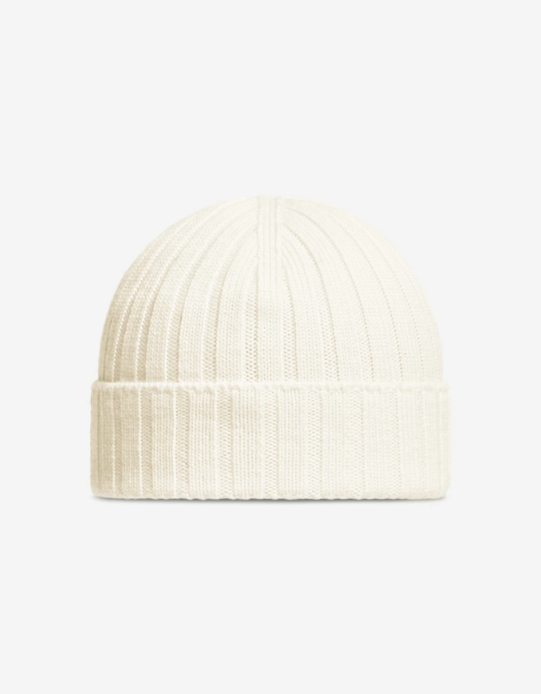 Moncler Enfant Baby Wool Logo Beanie Hat in Ivory