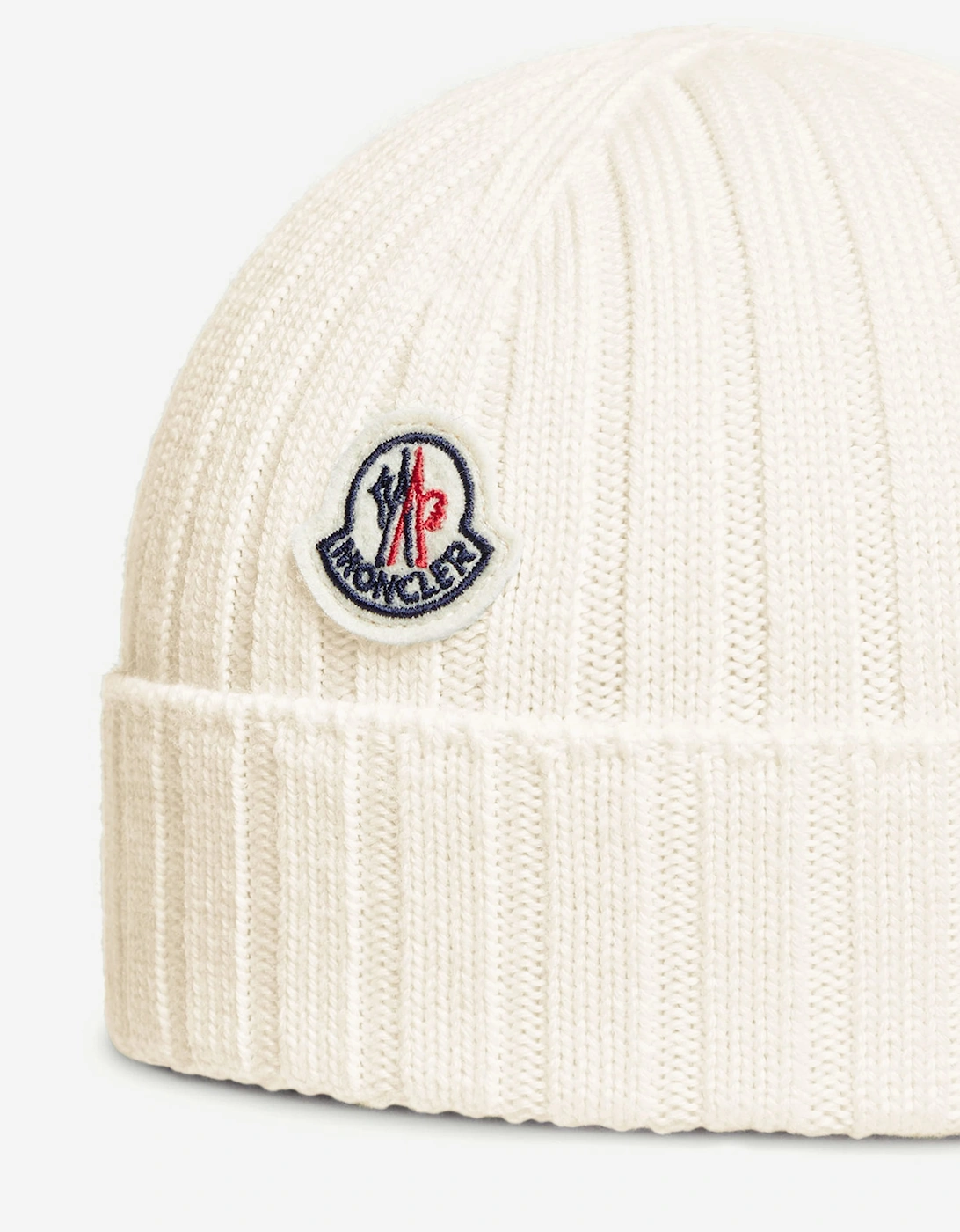 Moncler Enfant Baby Wool Logo Beanie Hat in Ivory