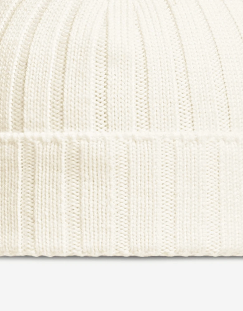 Moncler Enfant Baby Wool Logo Beanie Hat in Ivory