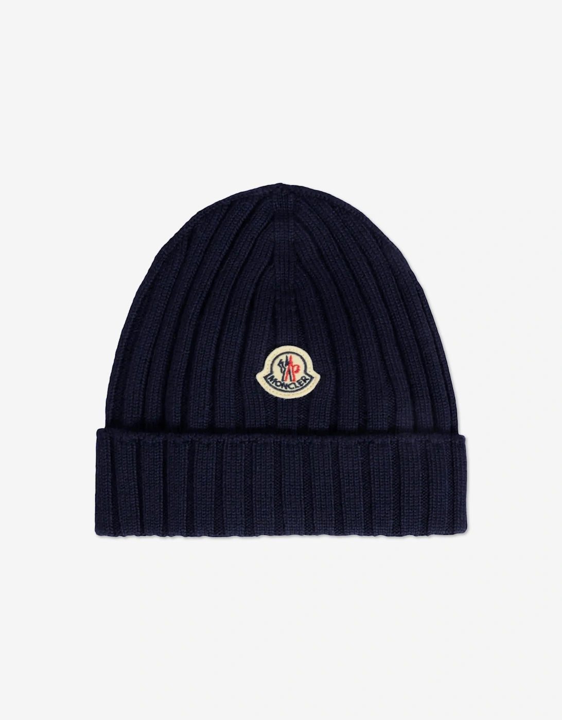 Moncler Enfant Baby Wool Logo Beanie Hat in Navy