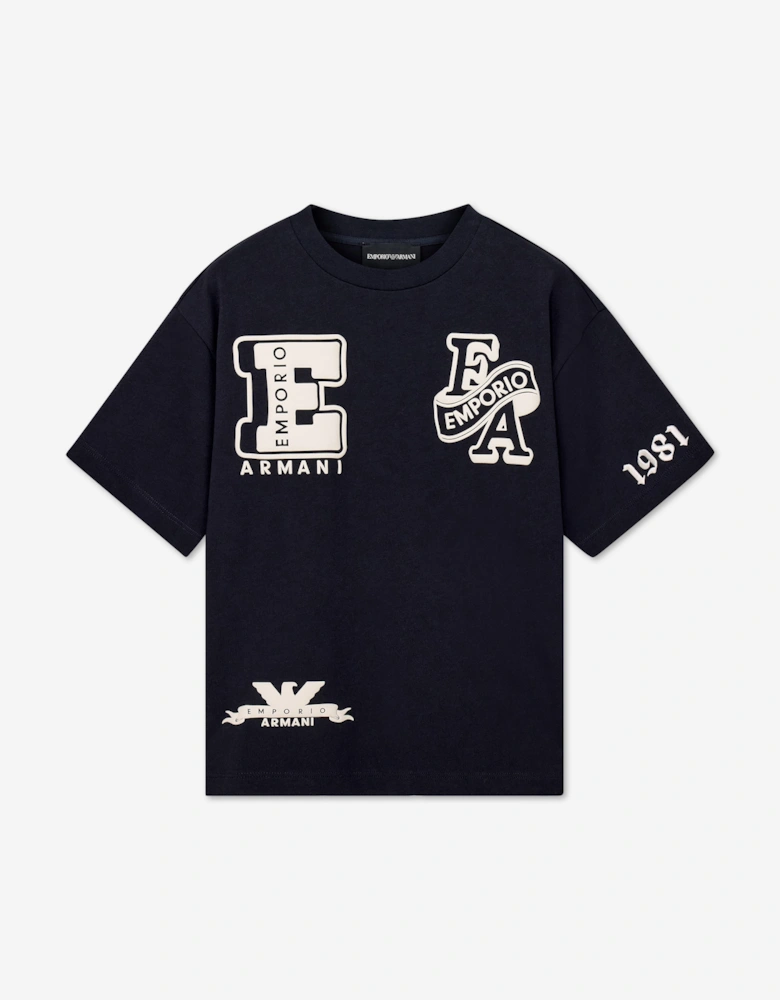Emporio Armani Boys Logo T-Shirt in Navy