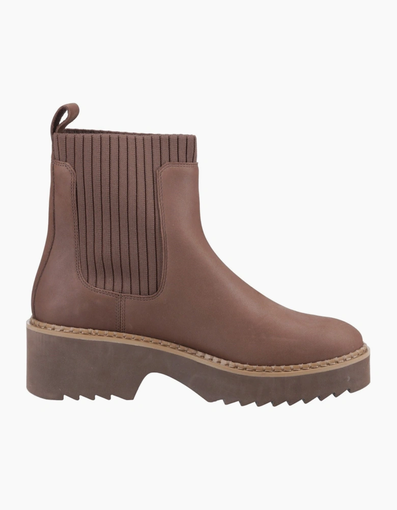 TOMS Millie Leather Women's Oak Brown Heeled Ankle Boots