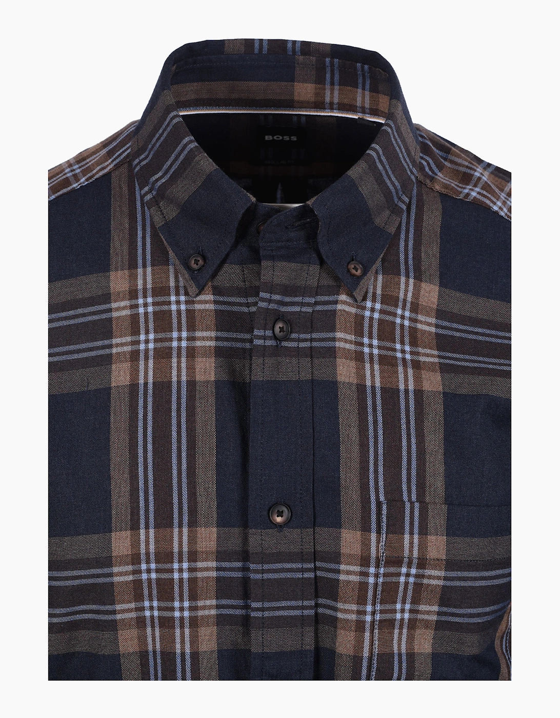 Boss Black H LIAM CHECK SHIRT MEDIUM BROWN