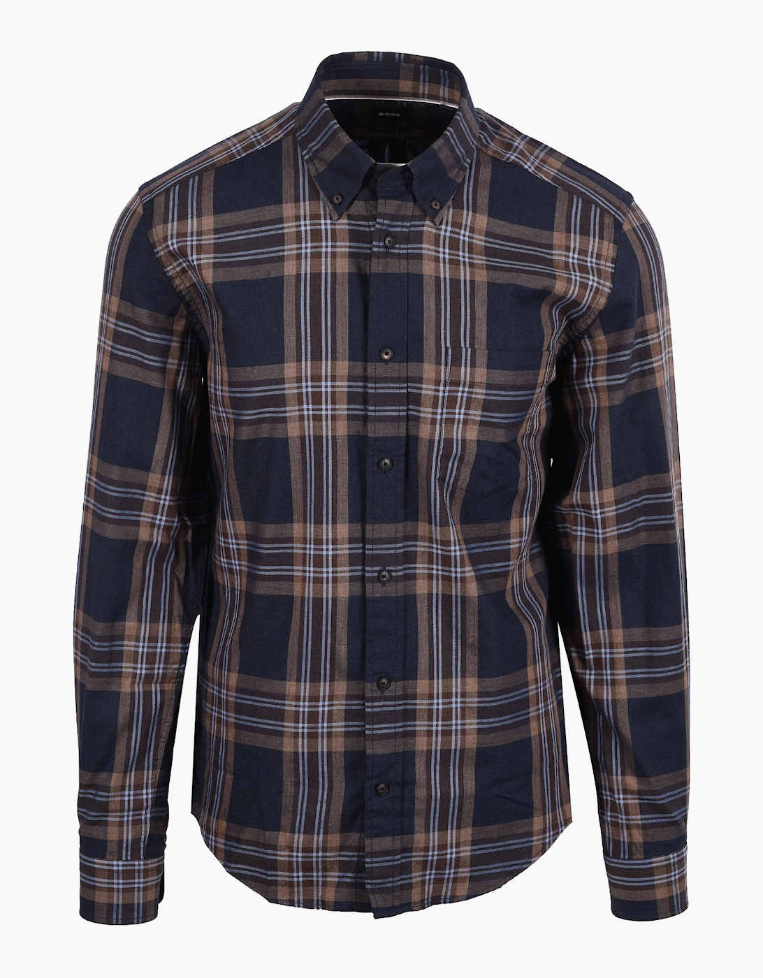 Boss Black H LIAM CHECK SHIRT MEDIUM BROWN