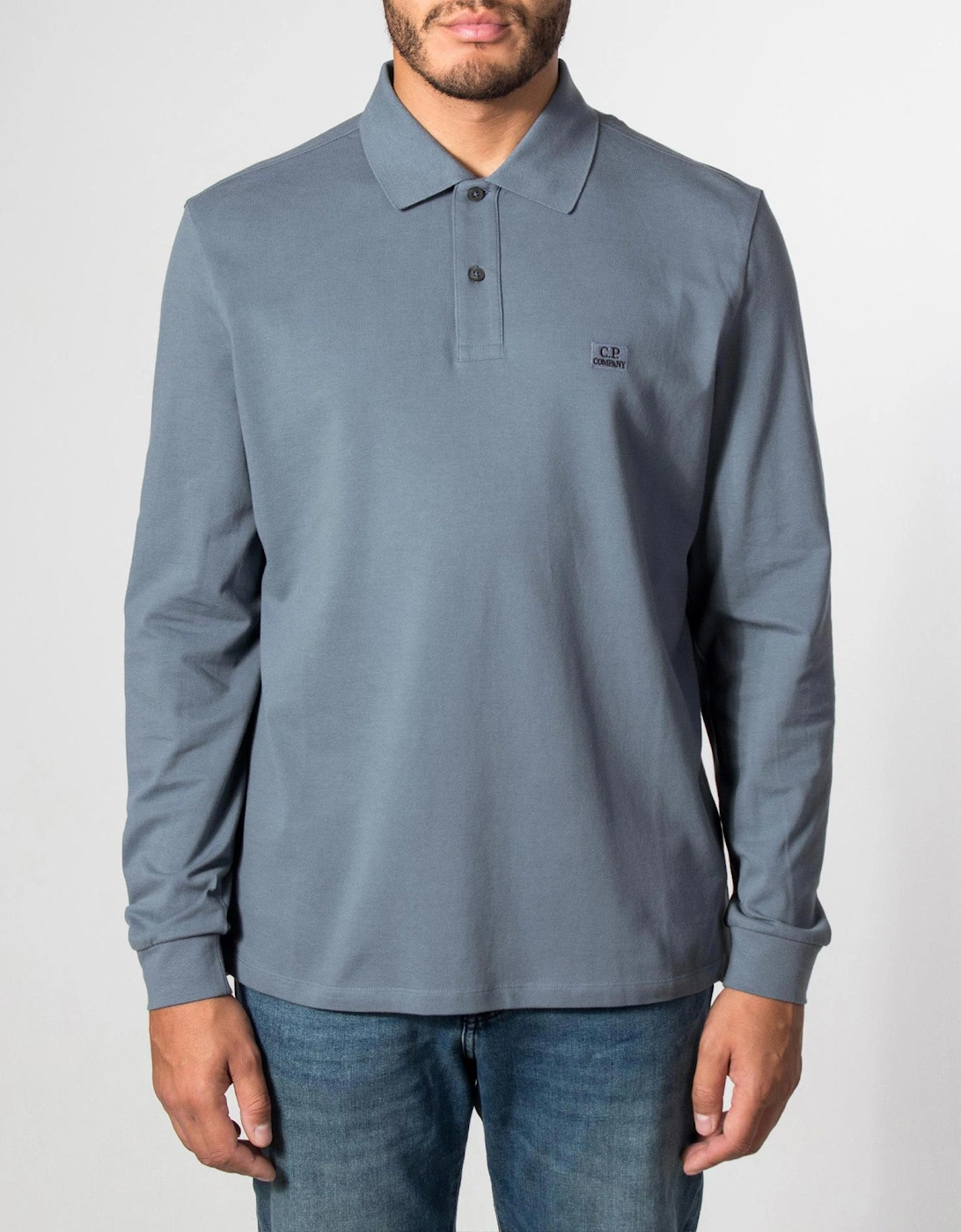 Long Sleeve Stretch Piquet Logo Polo Shirt