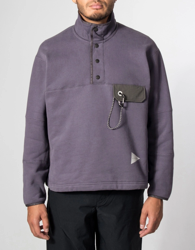 Relaxed Fit Button Placket Overhead Sweatshirt