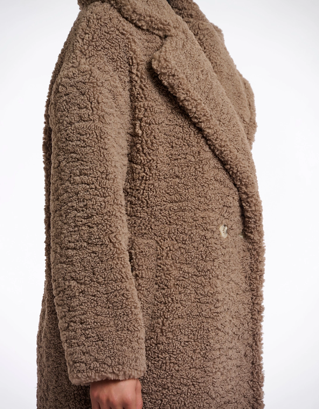 Rino & Pelle Elicia Womens Double Breasted Teddy Coat - Toffee