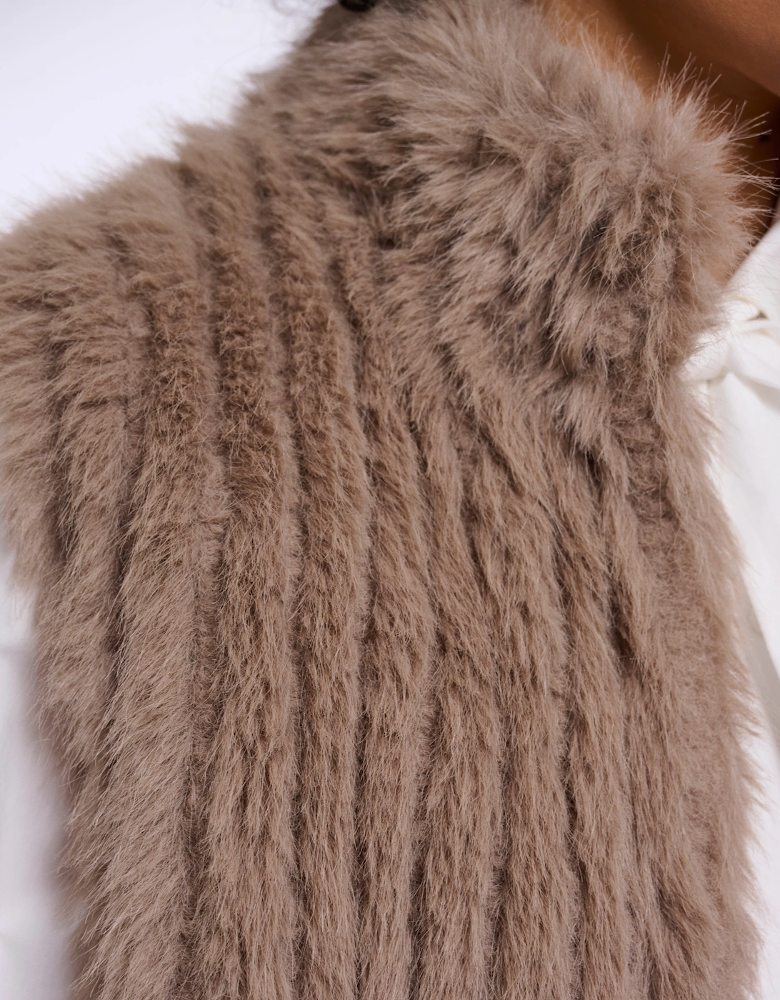 Rino & Pelle Dava Womens Faux Fur Waistcoat With Button Closure - Mocha Latte