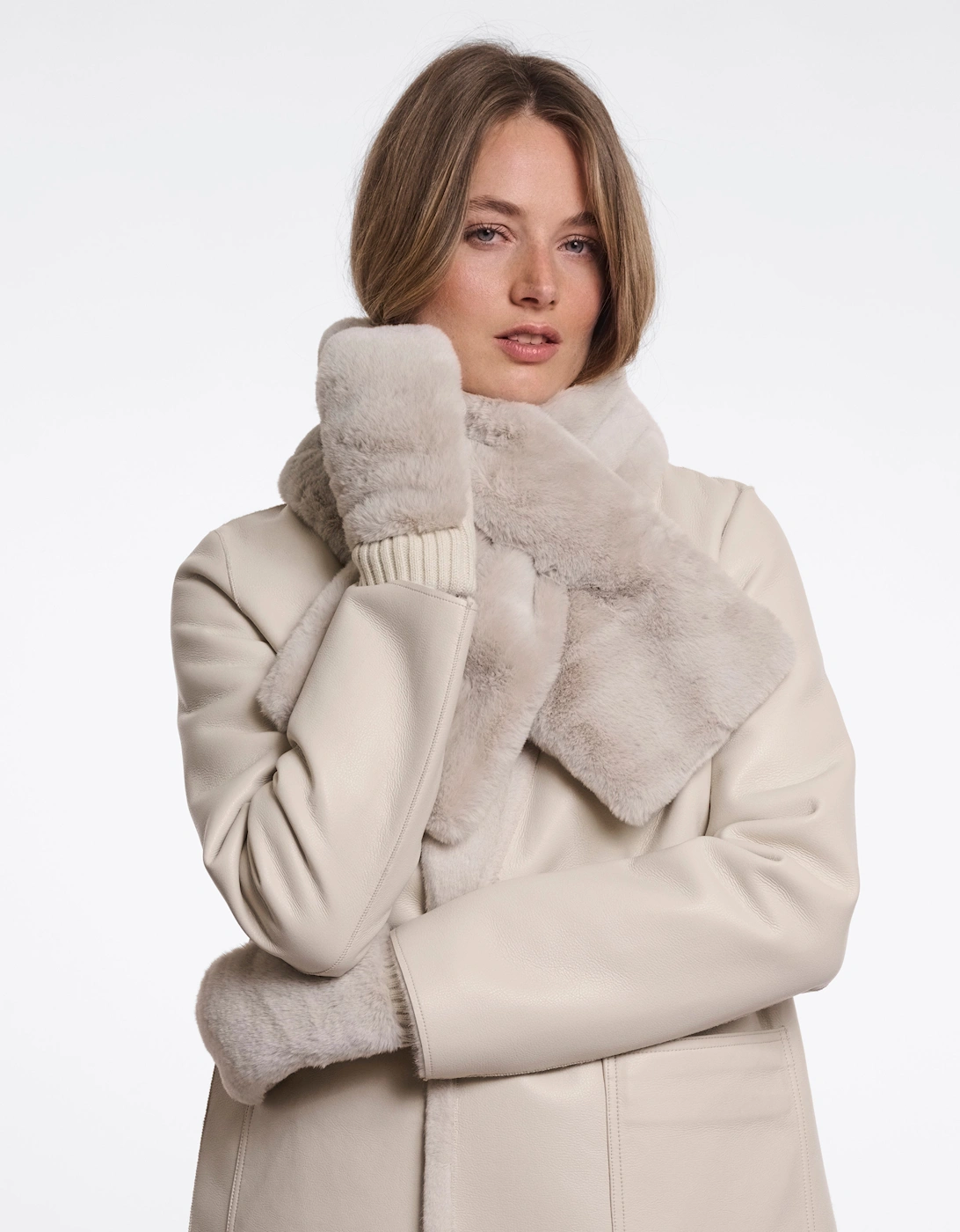 Rino & Pelle Oxo Womens Faux Fur Gloves - Birch