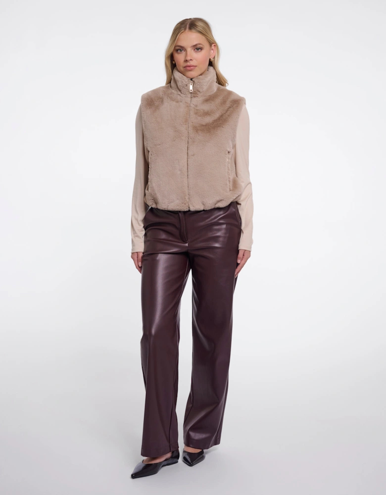 Rino & Pelle Nikki Womens Short Faux Fur Waistcoat - Oat