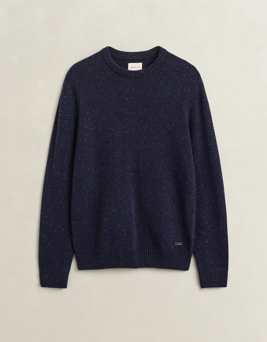 GANT Mens Wool Blend Neps Crew Neck Sweater - 433 Evening Blue