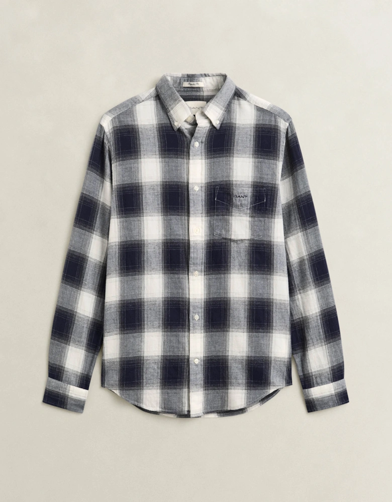 GANT Mens Regular Fit Windblown Flannel Broad Check Shirt - 433 Evening Blue
