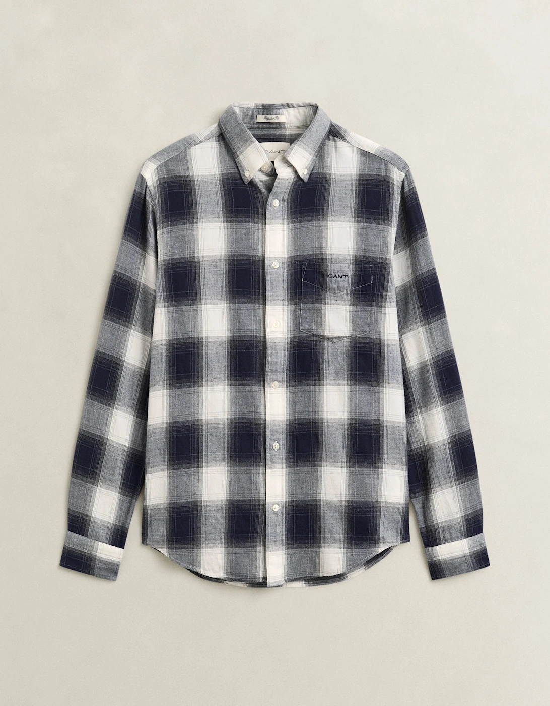 GANT Mens Regular Fit Windblown Flannel Broad Check Shirt - 433 Evening Blue