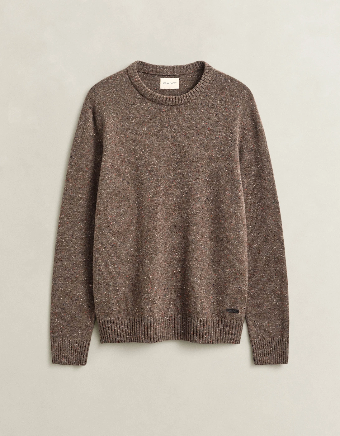 GANT Mens Wool Blend Neps Crew Neck Sweater - 260 Faded Taupe