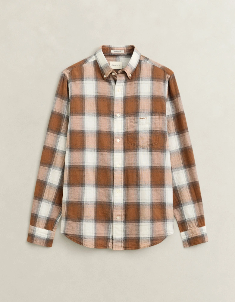 GANT Mens Regular Fit Windblown Flannel Broad Check Shirt - 273 Caramel Brown